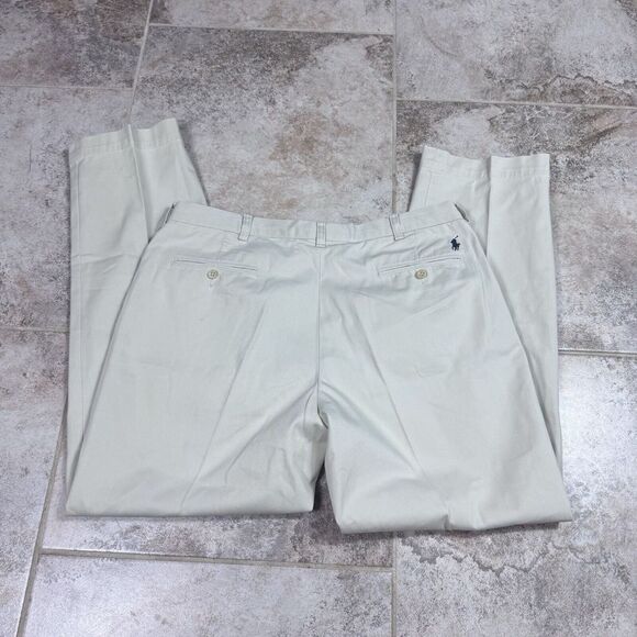 VINTAGE Polo Ralph Lauren Pants 36x32 Tan Chino Khaki Preppy Preston Chino - Picture 5 of 9